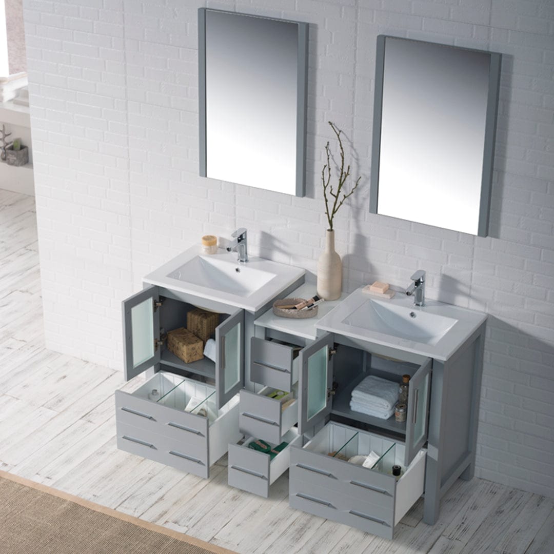 Sydney - 72 Inch Vanity with Ceramic Double Sinks & Mirrors - Metal Gray - Molaix842708125353Sydney001 72 15 C M