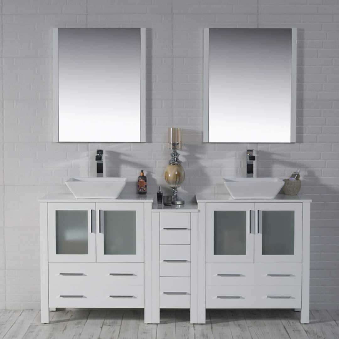 Sydney - 72 Inch Vanity with Ceramic Double Vessel Sinks - White - Molaix842708125285Sydney001 72 01 V