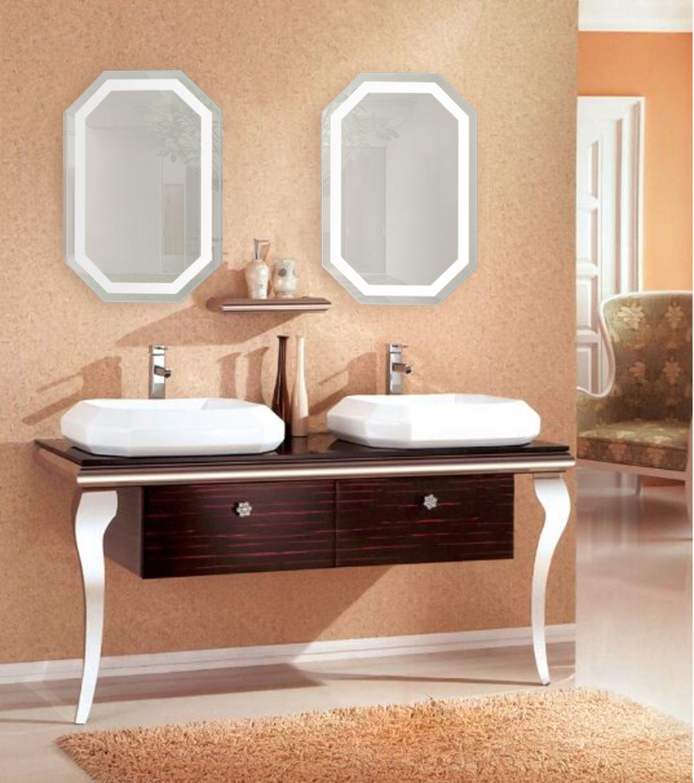 Tudor 20"x 30" LED Bathroom Mirror w/ Dimmer & Defogger | Octagon Lighted Vanity Mirror - Molaix - Molaix641945864861Lighted Wall Mirror,OctagonTUDOR2030