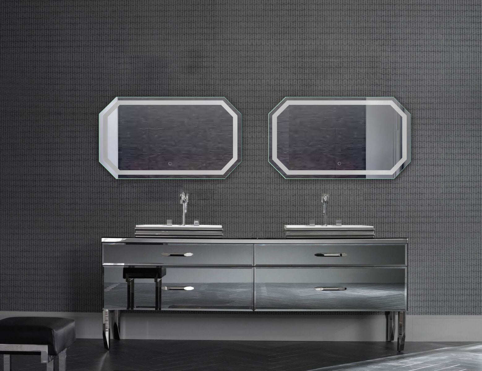 Tudor 60" X 30" LED Bathroom Mirror w/ Dimmer & Defogger | Large Octagon Lighted Vanity Mirror - Molaix - Molaix853962007606Lighted Wall Mirror,OctagonTUDOR6030
