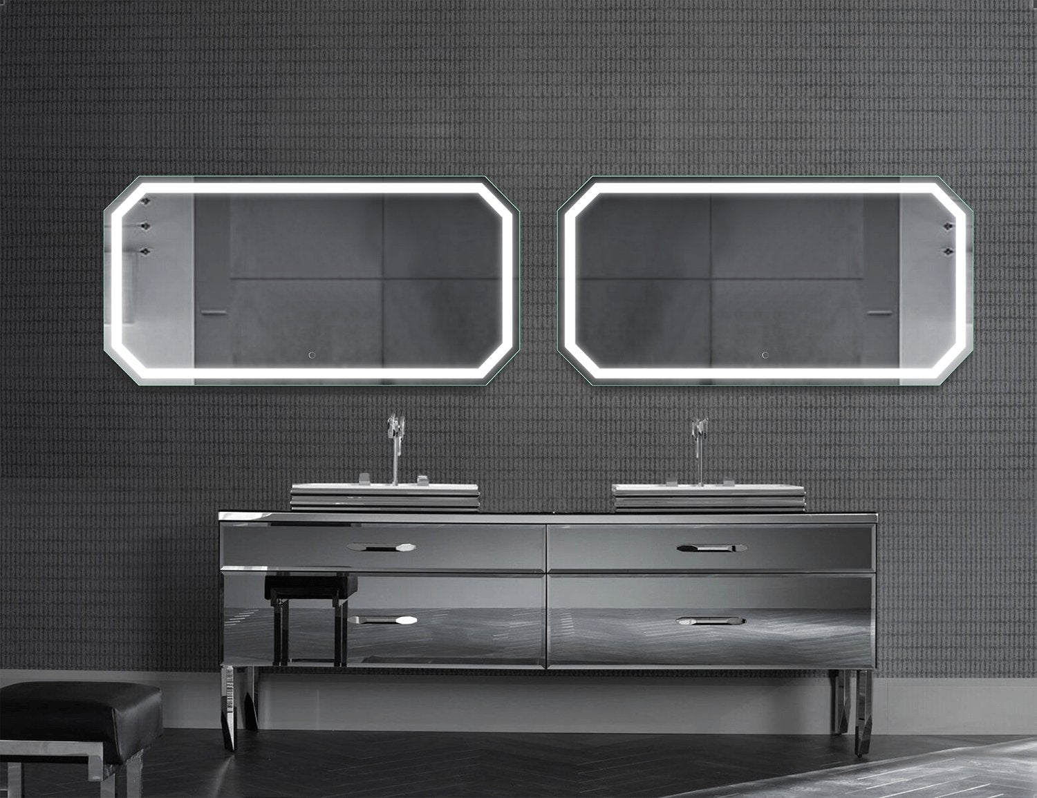 Tudor 60" X 30" LED Bathroom Mirror w/ Dimmer & Defogger | Large Octagon Lighted Vanity Mirror - Molaix - Molaix853962007606Lighted Wall Mirror,OctagonTUDOR6030