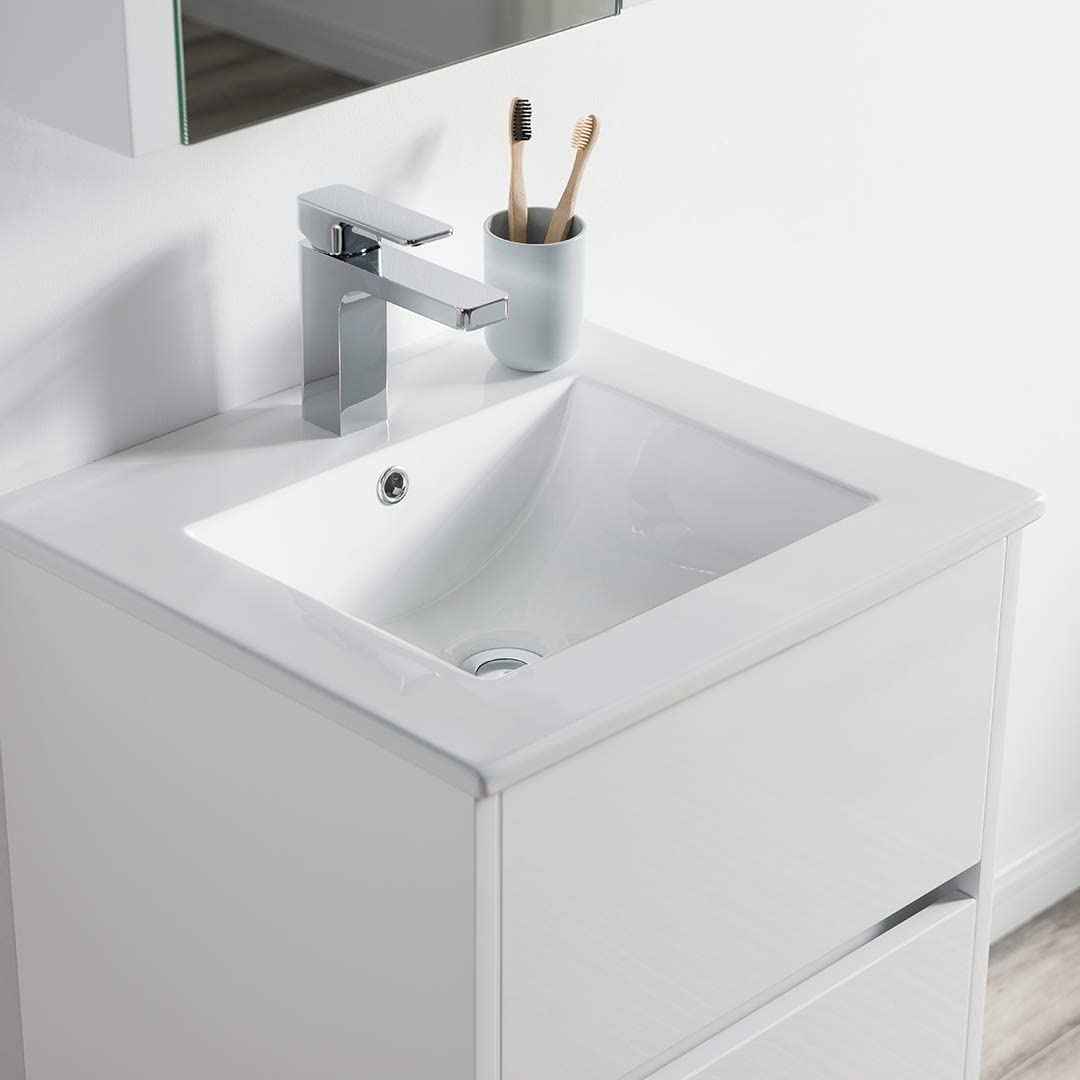 Valencia - 20 Inch Vanity with Ceramic Sink & Medicine Cabinet - White - Molaix842708123557Valencia016 20 01 C MC