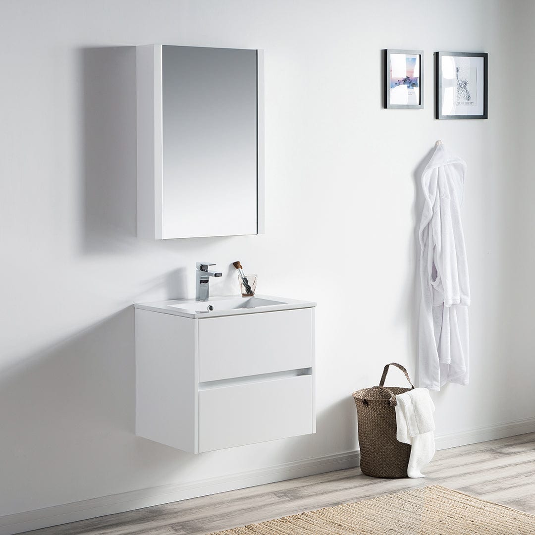 Valencia - 24 Inch Vanity with Ceramic Sink & Medicine Cabinet - White - Molaix842708123618Valencia016 24 01 C MC
