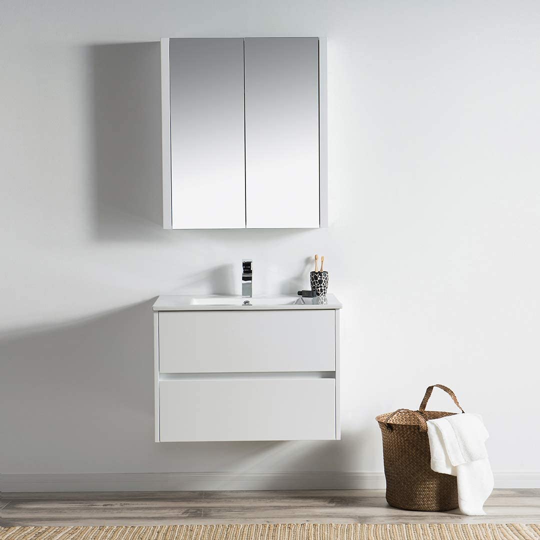 Valencia - 30 Inch Vanity with Ceramic Sink & Medicine Cabinet - White - Molaix842708123670Valencia016 30 01 C MC