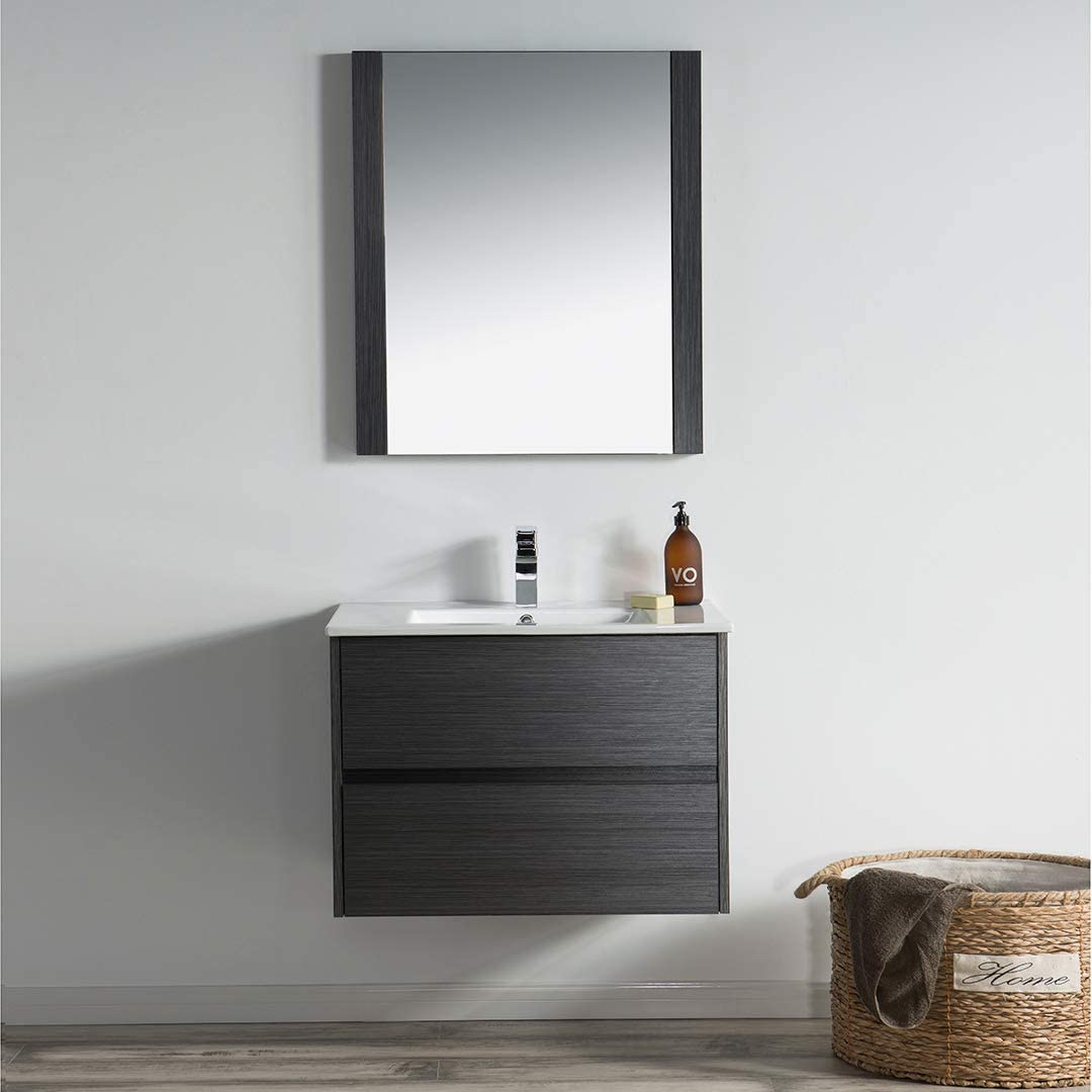 Valencia - 30 Inch Vanity with Ceramic Sink - Silver Grey - Molaix842708118539Valencia016 30 16 C
