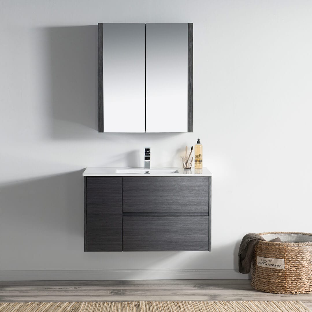 Valencia - 36 Inch Vanity with Ceramic Sink & Medicine Cabinet - Silver Grey - Molaix842708123755Valencia016 36 16 C MC