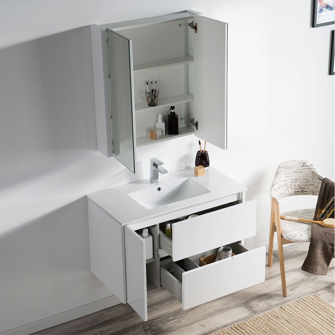 Valencia - 36 Inch Vanity with Ceramic Sink - White - Molaix842708118546Valencia016 36 01 C