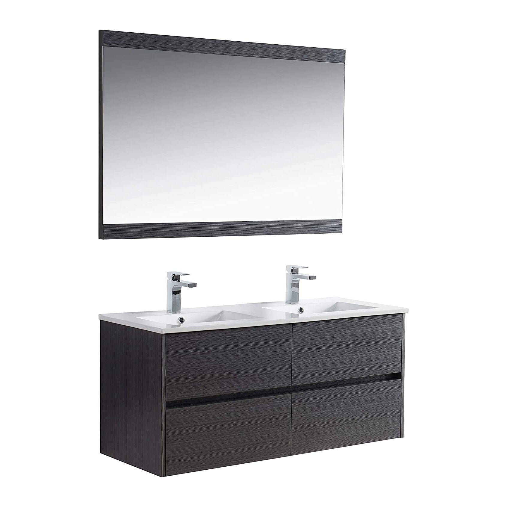 Valencia - 48 Inch Double Vanity with Ceramic Sink & Mirror - Silver Grey - Molaix842708123847Valencia016 48 16D C M