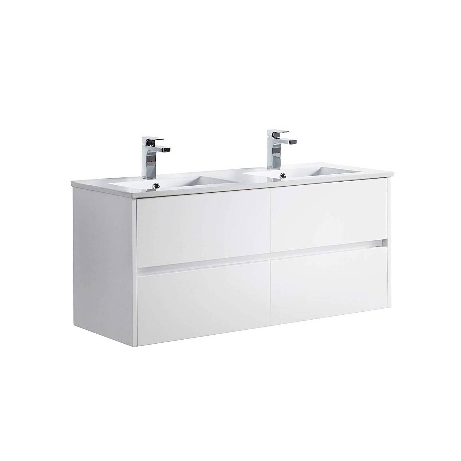 Valencia - 48 Inch Double Vanity with Ceramic Sink - White - Molaix842708118560Valencia016 48 01D C