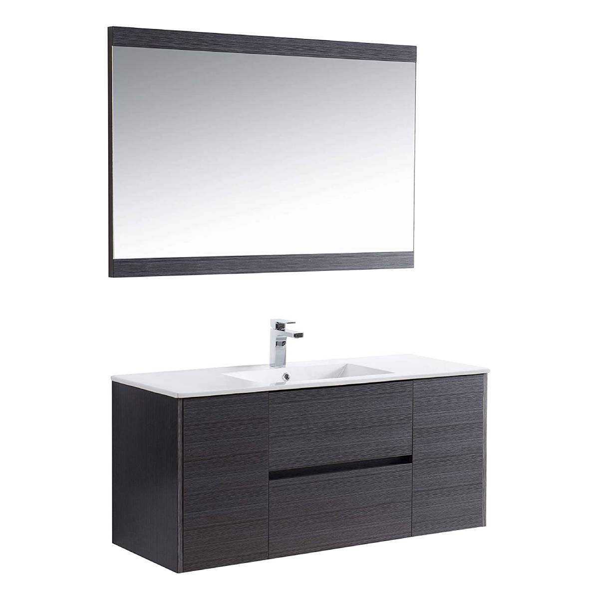 Valencia - 48 Inch Single Vanity with Ceramic Sink & Mirror - Silver Grey - Molaix842708123793Valencia016 48 16S C M