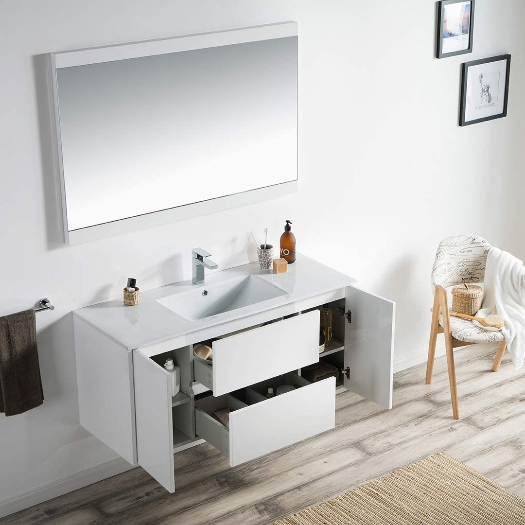 Valencia - 48 Inch Single Vanity with Ceramic Sink - White - Molaix842708118584Valencia016 48 01S C