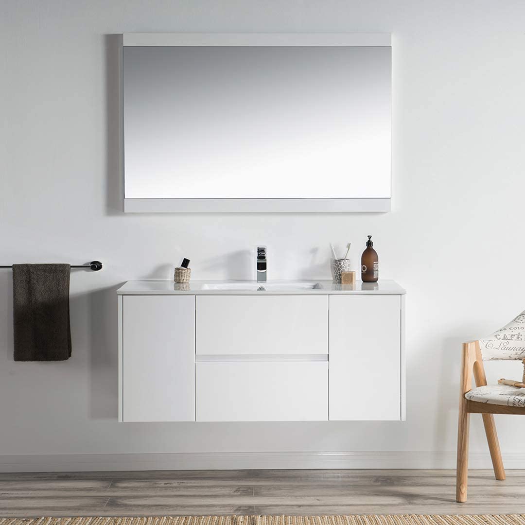 Valencia - 48 Inch Single Vanity with Ceramic Sink - White - Molaix842708118584Valencia016 48 01S C