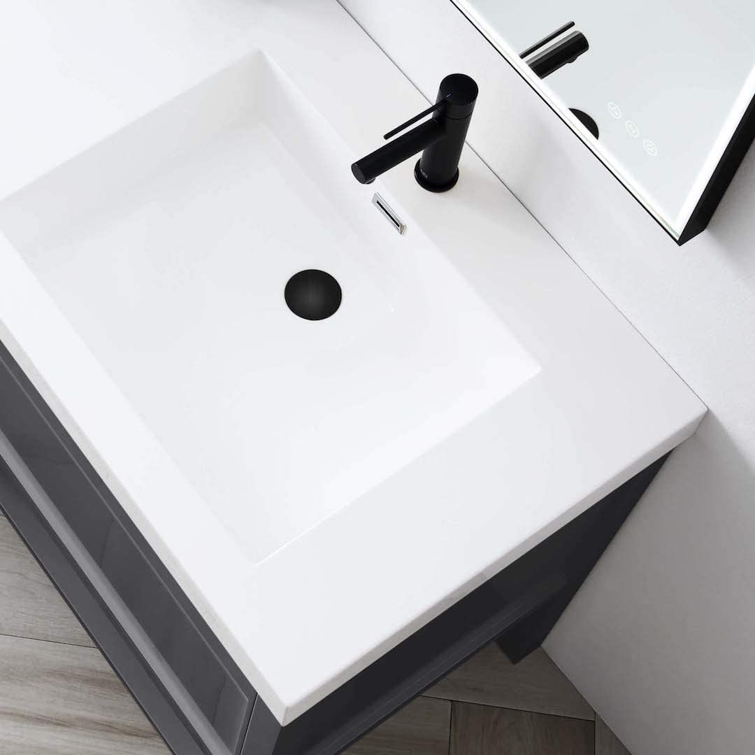 Vienna - 30 Inch Vanity with Acrylic Sink - Matte Gray - Molaix842708122901Vienna021 30 15 A