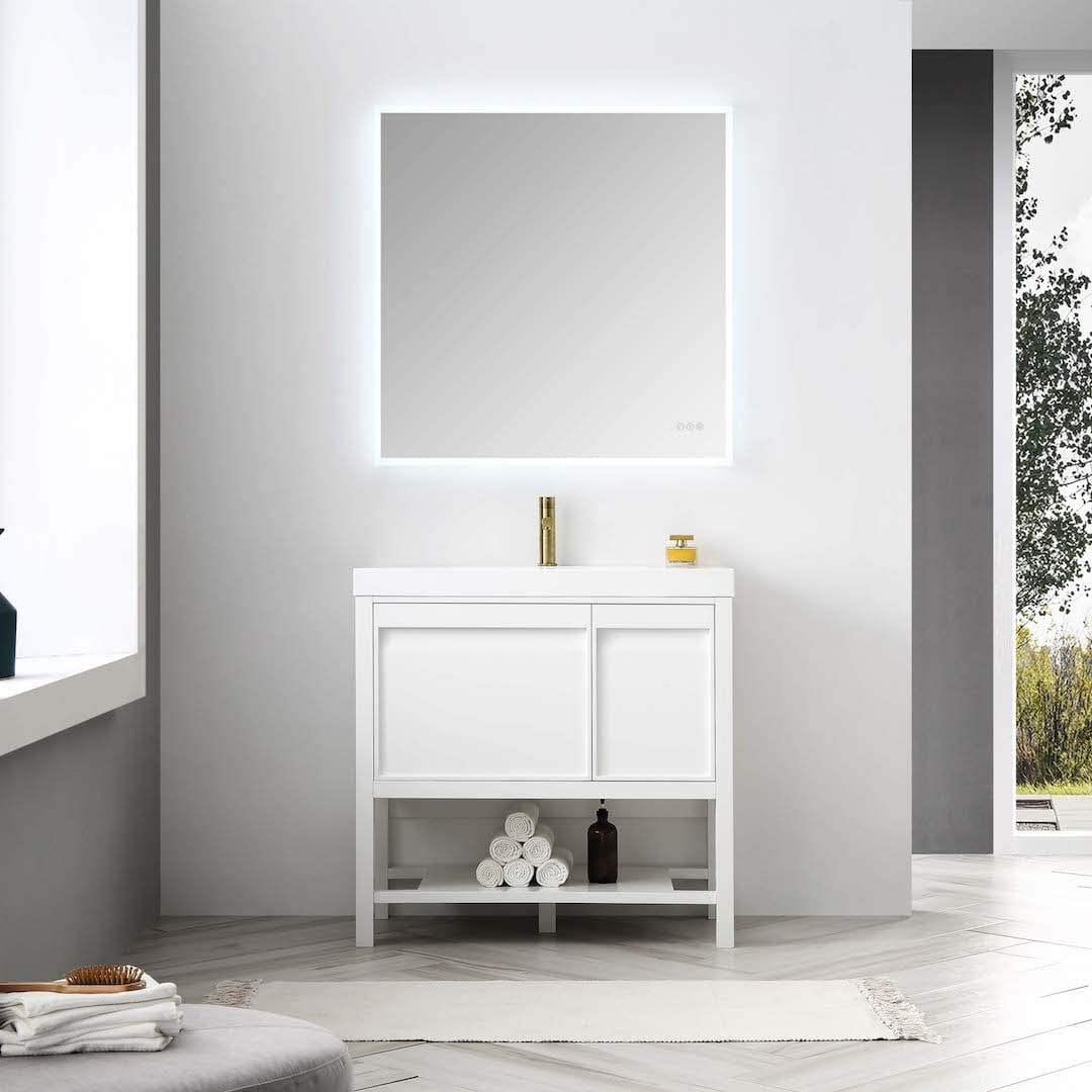 Vienna - 36 Inch Vanity with Acrylic Sink - White - Molaix842708122925Vienna021 36 01 A