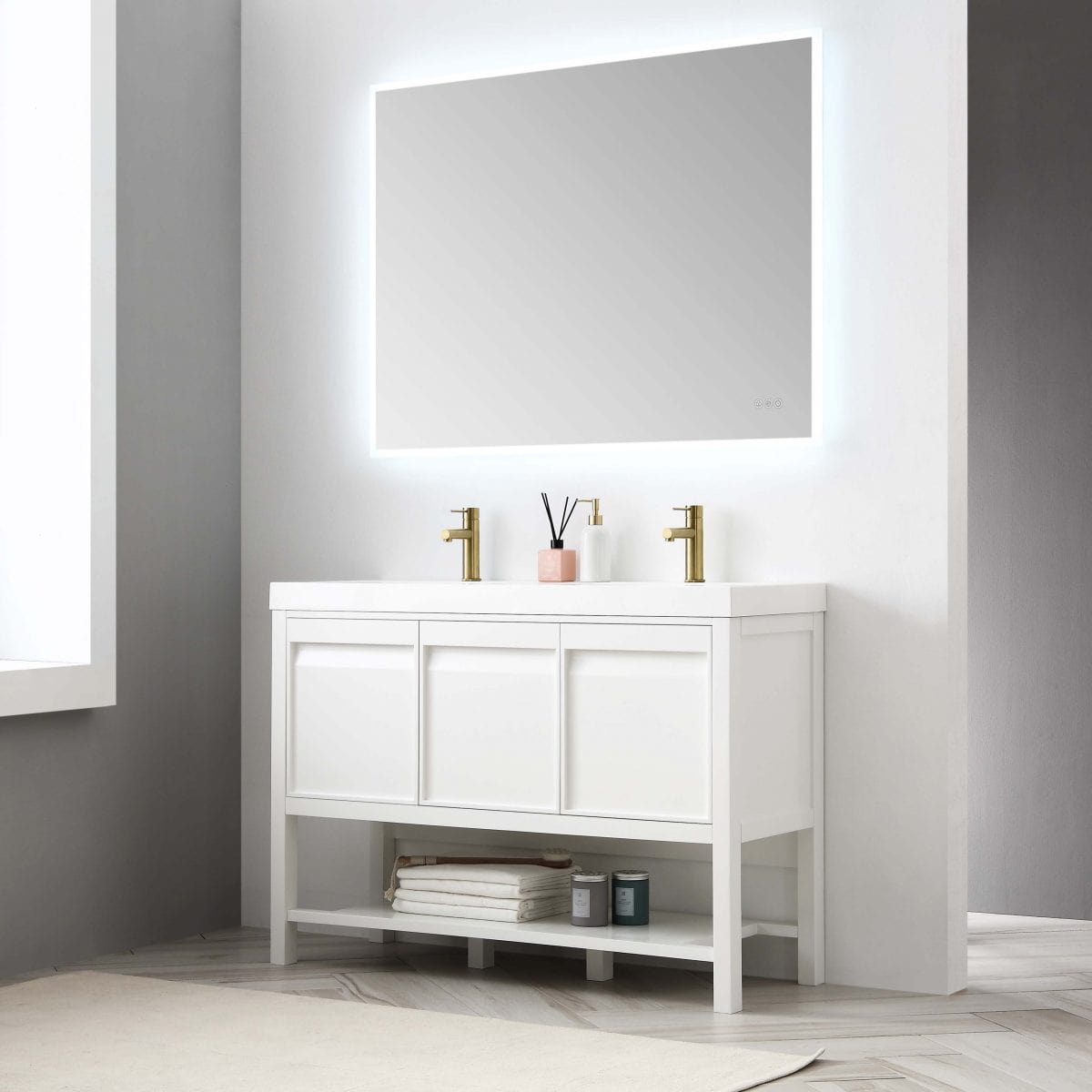 Vienna - 48 Inch Vanity with Acrylic Double Sinks - White - Molaix842708122970Vienna021 48 01D A