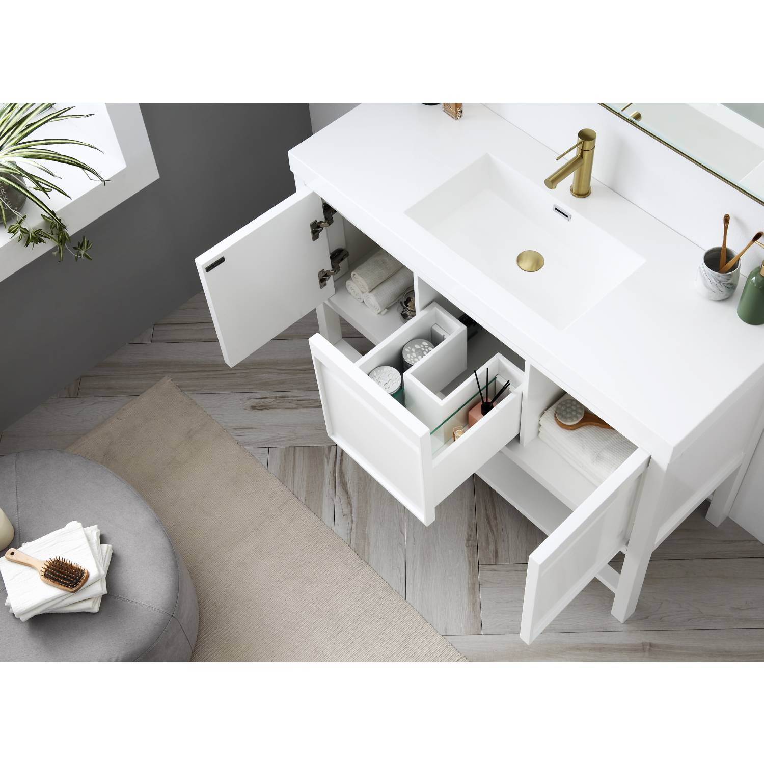 Vienna - 48 Inch Vanity with Acrylic Single Sink - White - Molaix842708122963Vienna021 48 01S A