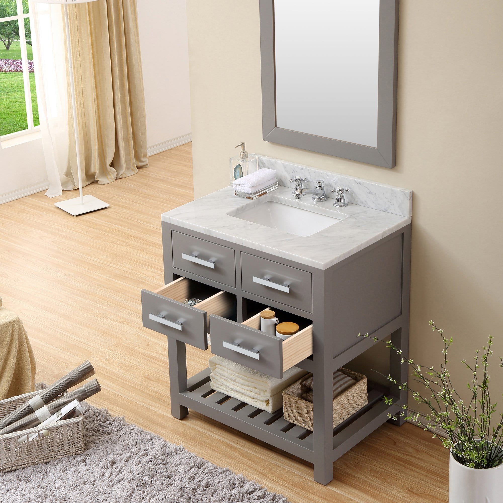 Water Creation 30 Inch Cashmere Grey Single Sink Bathroom Vanity With Faucet From The Madalyn Collection - Molaix700621683216Bathroom vanityMA30CW01CG-000BX0901