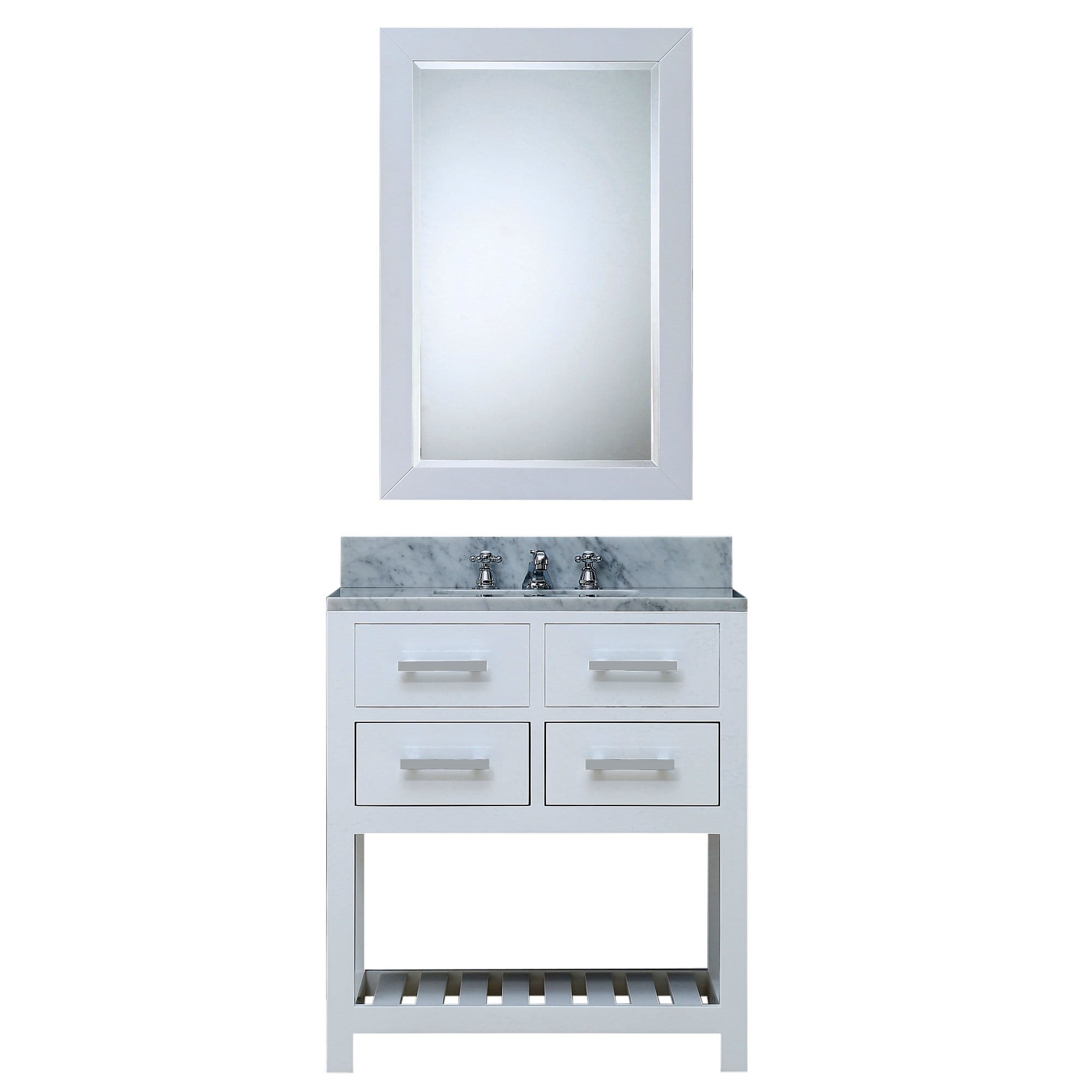 Water Creation 30 Inch Pure White Single Sink Bathroom Vanity With Matching Framed Mirror From The Madalyn Collection - Molaix700621682486Bathroom vanityMA30CW01PW-R24000000