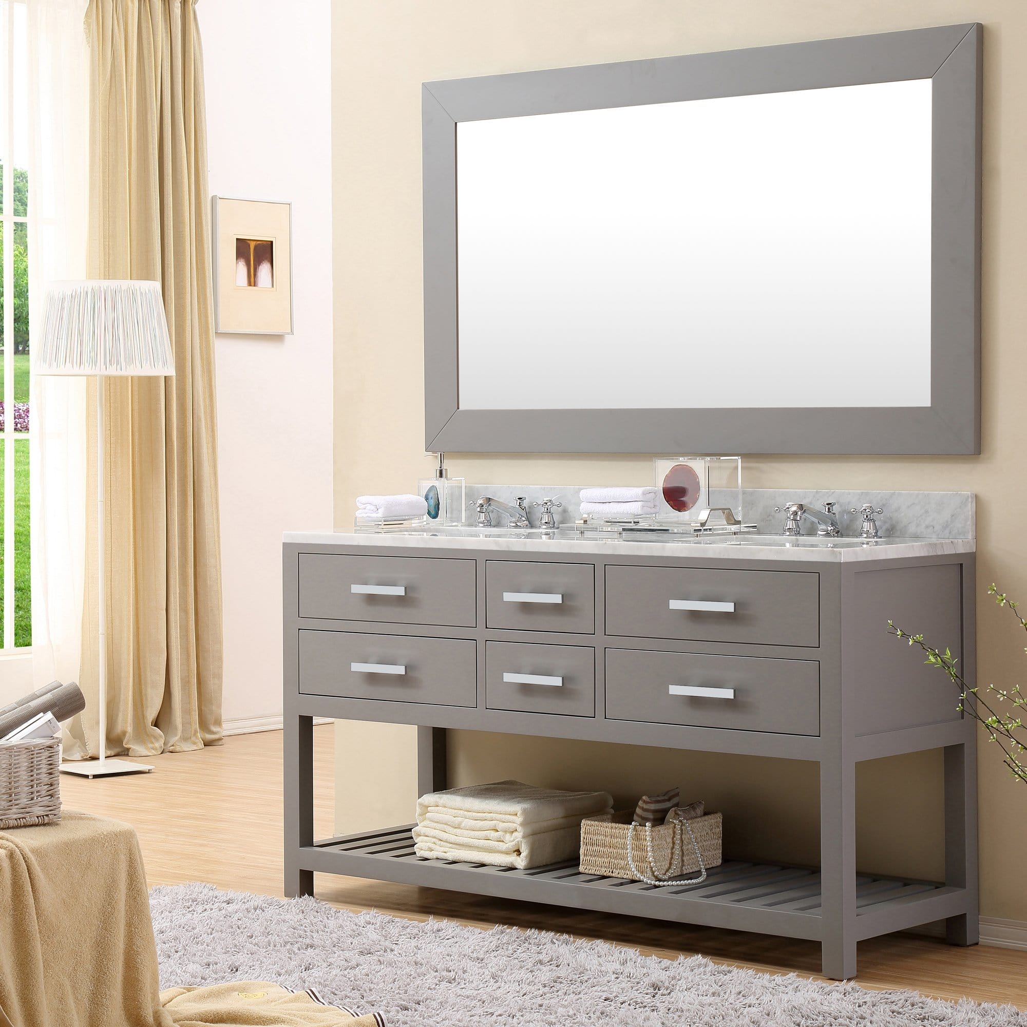 Water Creation 60 Inch Cashmere Grey Double Sink Bathroom Vanity From The Madalyn Collection - Molaix700621683230Bathroom vanityMA60CW01CG-000000000
