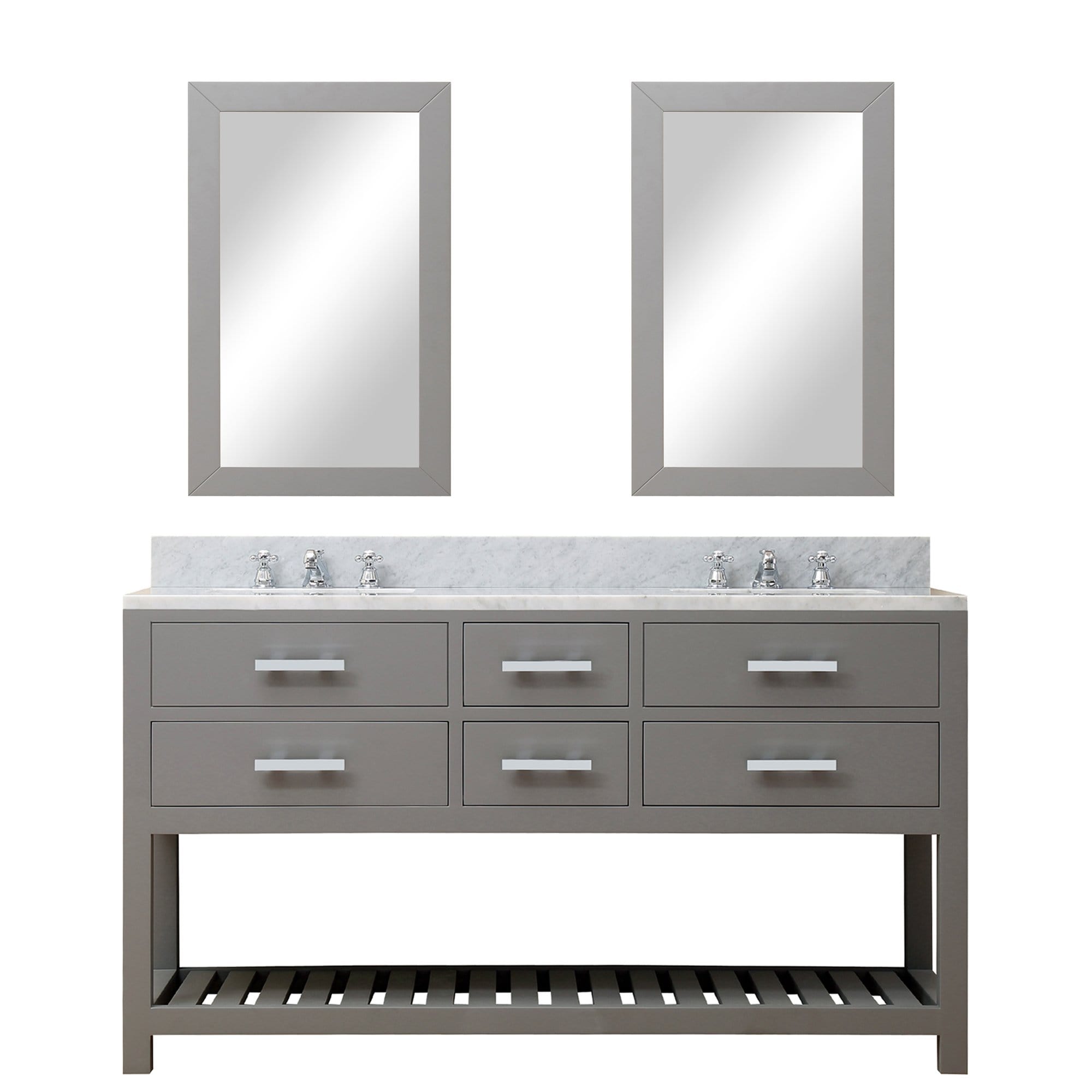 Water Creation 60 Inch Cashmere Grey Double Sink Bathroom Vanity With 2 Matching Framed Mirrors And Faucets From The Madalyn Collection - Molaix700621683285Bathroom vanityMA60CW01CG-R21BX0901