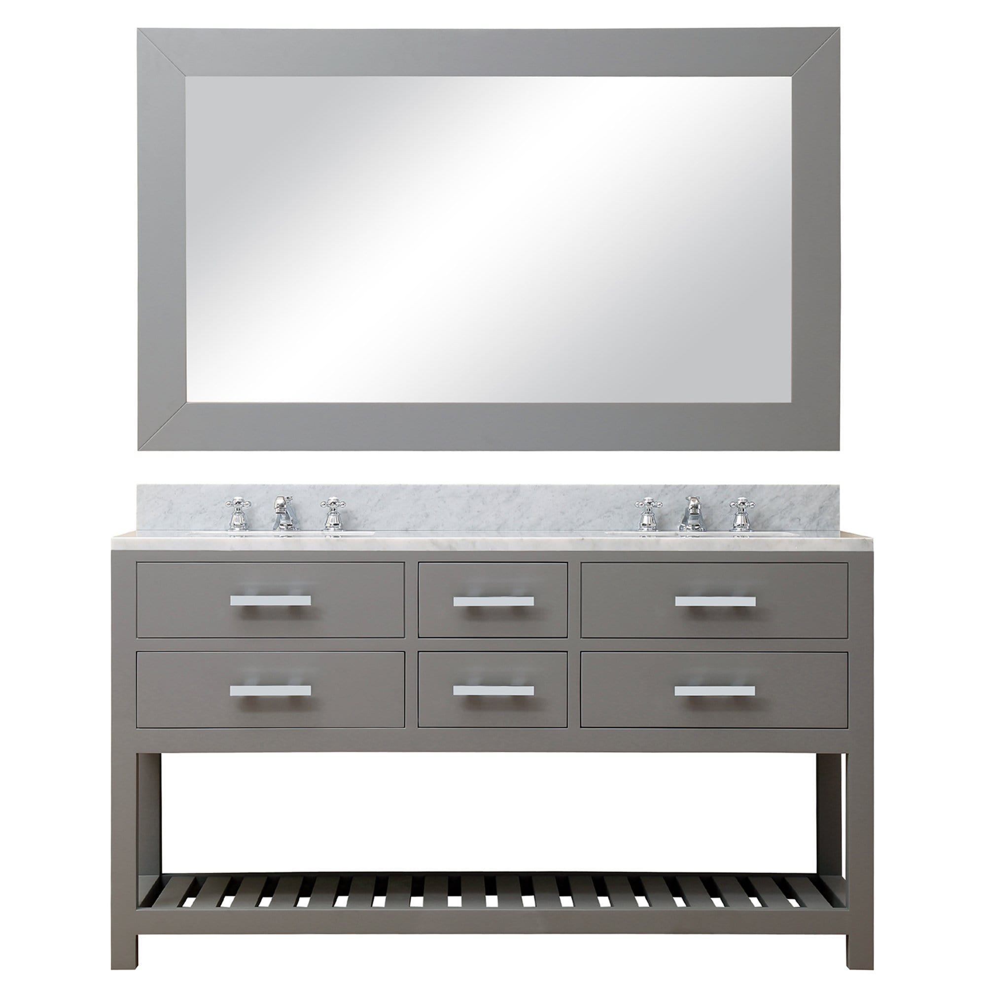 Water Creation 60 Inch Cashmere Grey Double Sink Bathroom Vanity With Matching Framed Mirror From The Madalyn Collection - Molaix700621683247Bathroom vanityMA60CW01CG-R60000000