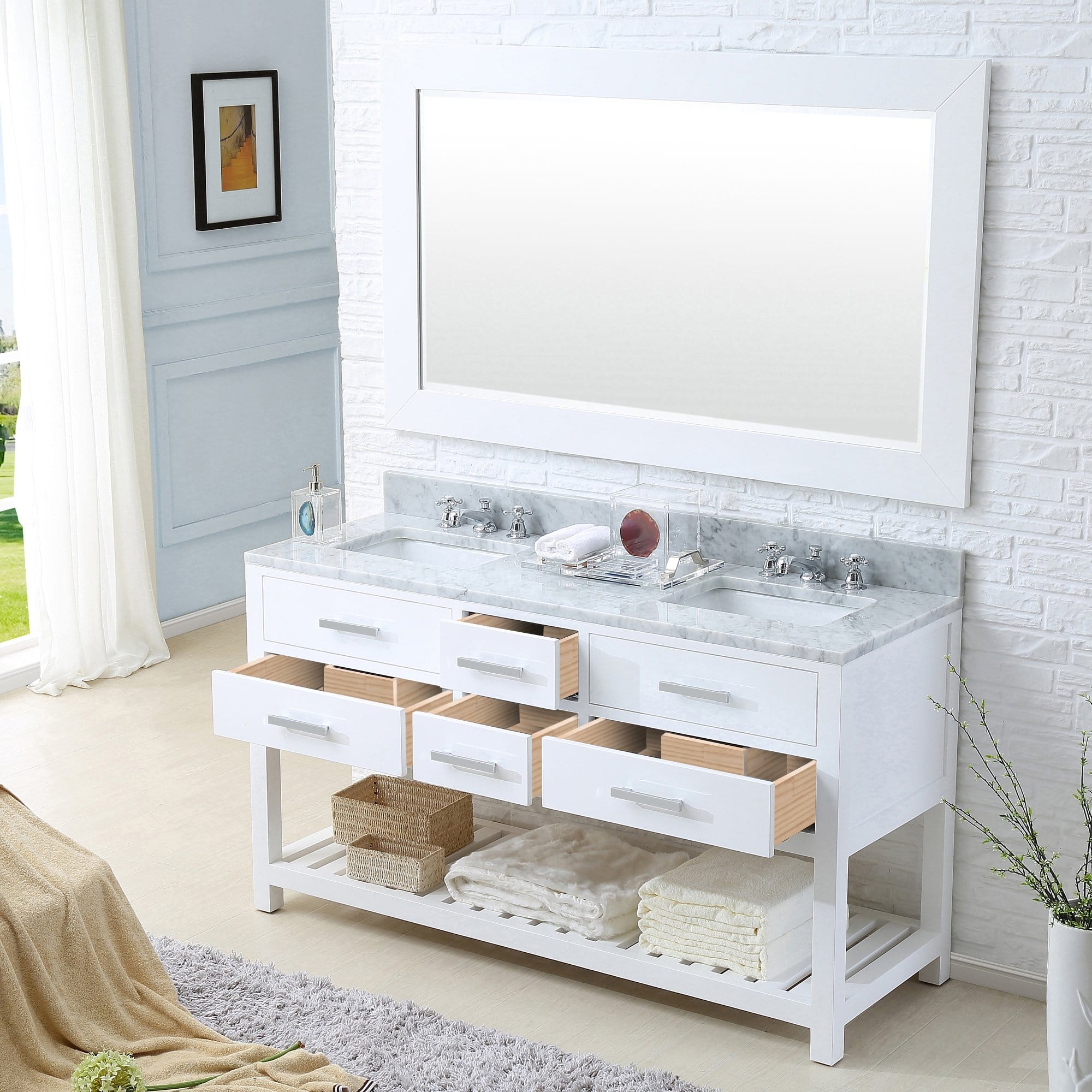 Water Creation 60 Inch Pure White Double Sink Bathroom Vanity From The Madalyn Collection - Molaix700621682493Bathroom vanityMA60CW01PW-000000000