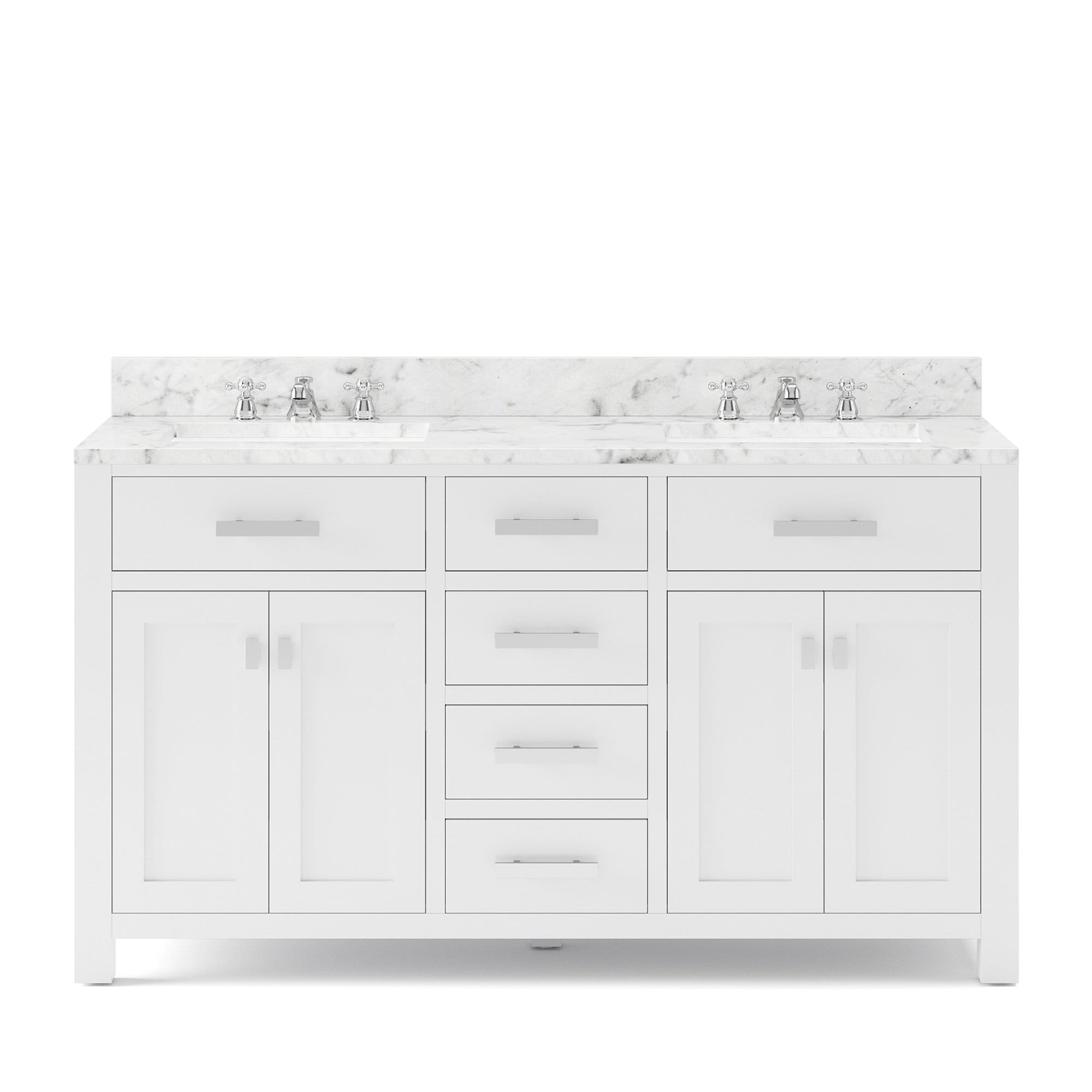 Water Creation 60 Inch Pure White Double Sink Bathroom Vanity With Faucet From The Madison Collection - Molaix700621683797Bathroom vanityMS60CW01PW-000BX0901
