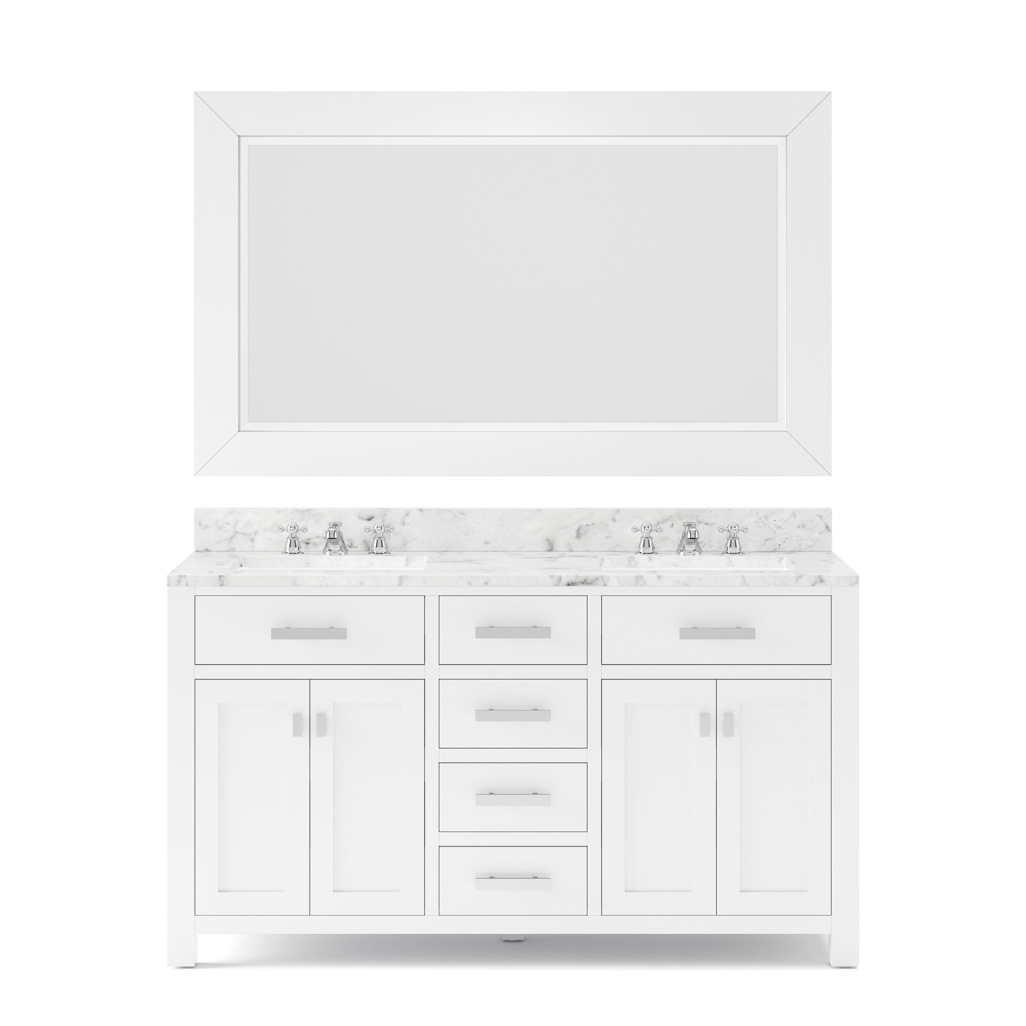 Water Creation 60 Inch Pure White Double Sink Bathroom Vanity With Matching Framed Mirror From The Madison Collection - Molaix700621682417Bathroom vanityMS60CW01PW-R60000000
