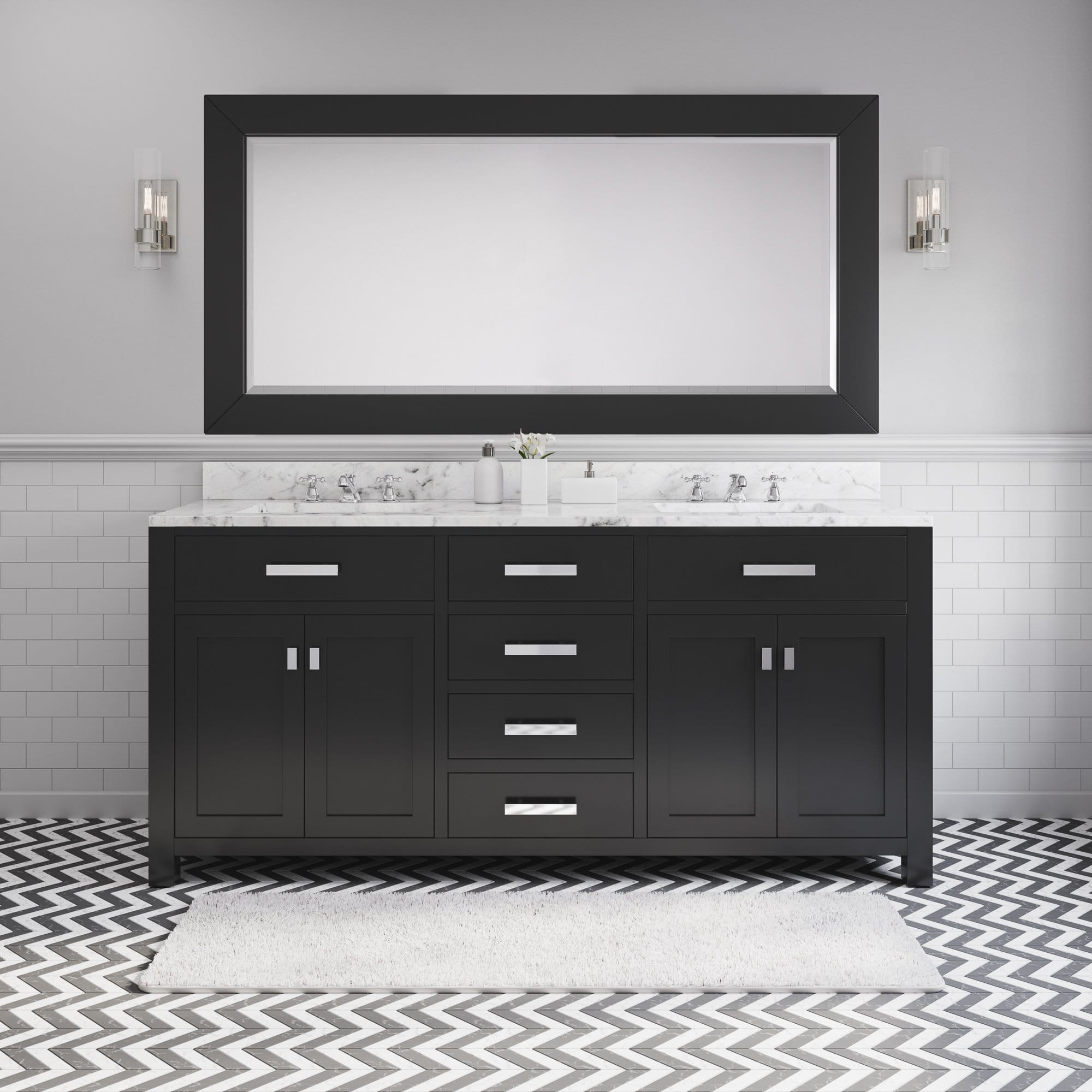 Water Creation 72 Inch Espresso Double Sink Bathroom Vanity With Matching Large Framed Mirror From The Madison Collection - Molaix700621682738Bathroom vanityMS72CW01ES-R72000000